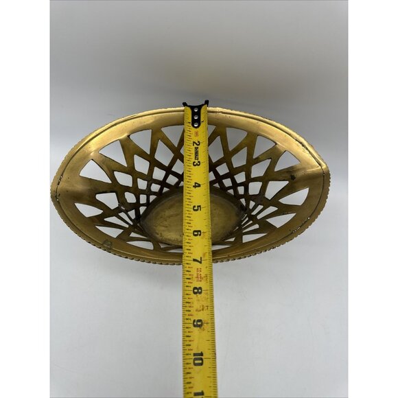 Vintage Brass Weave Lattice Basket Planter Fruit Bowl - Picture 3 of 13